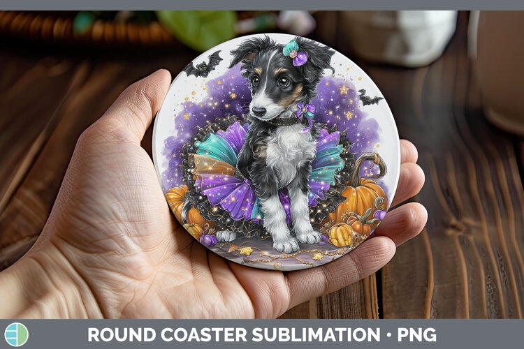 GorgeousDogs 05 Halloween Round Coaster design.