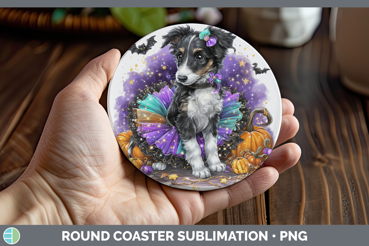 Dogs 05 Halloween Borzoi Round Coaster Sublimation Coaster D