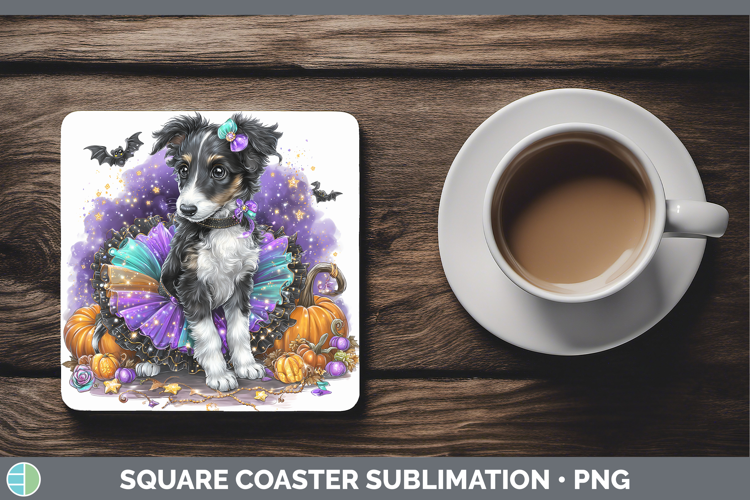 Dogs 05 Halloween Borzoi Square Coaster Sublimation Coaster