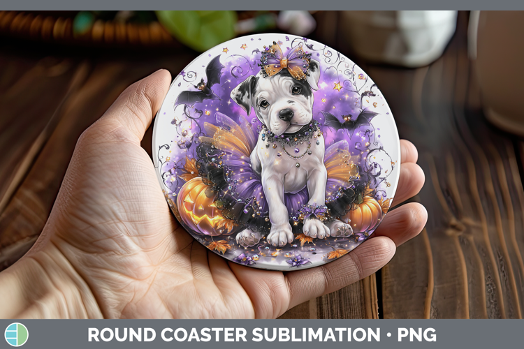 Dogs 05 Halloween Dogo Argentino Round Coaster Sublimation C
