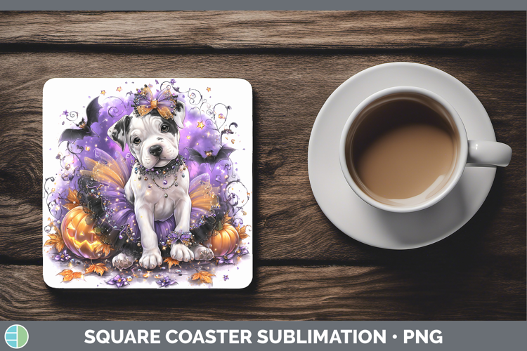 Dogs 05 Halloween Dogo Argentino Square Coaster Sublimation