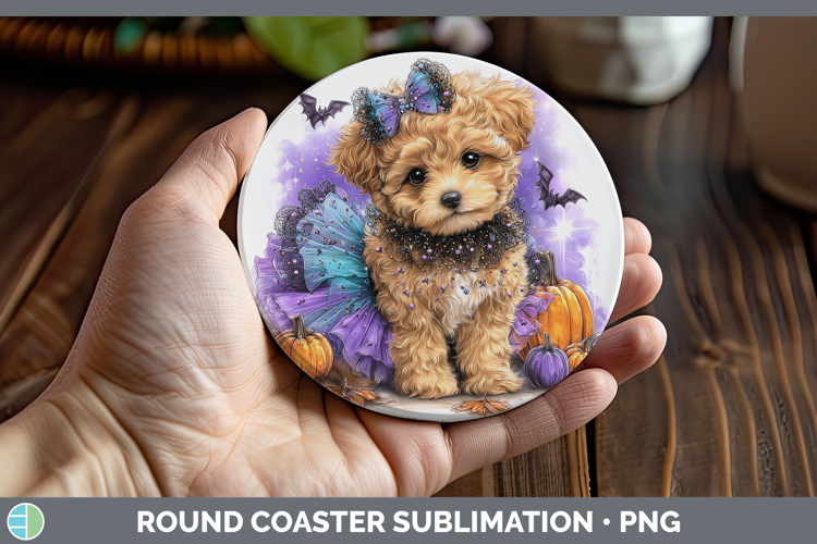 Dogs 05 Halloween Double Doodle Round Coaster Sublimation Co