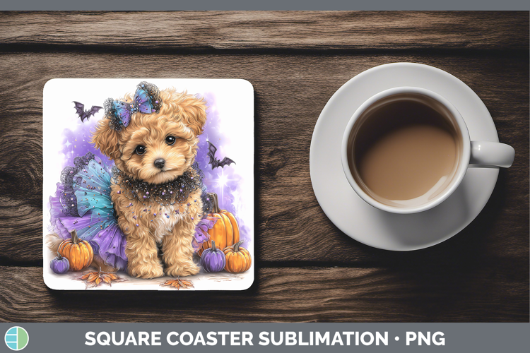 Dogs 05 Halloween Double Doodle Square Coaster Sublimation C