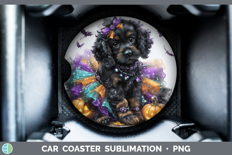Dogs 05 Halloween English Cocker Spaniel Car Coaster Sublima