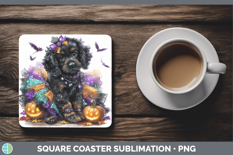 Dogs 05 Halloween English Cocker Spaniel Square Coaster Subl