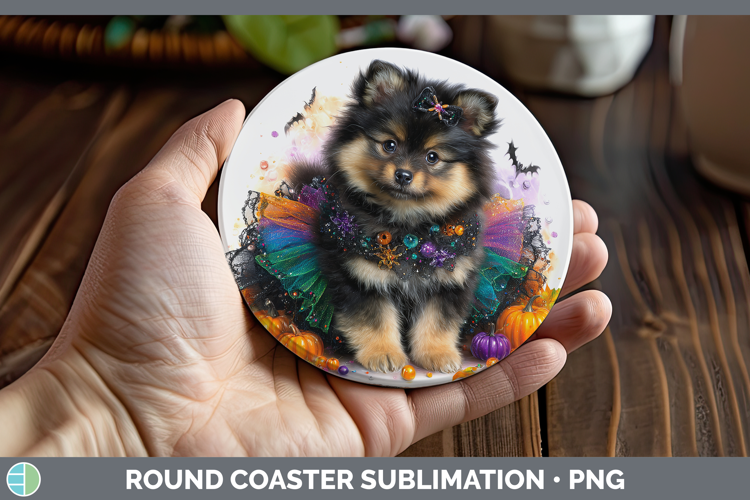 Dogs 05 Halloween Finnish Lapphund Round Coaster Sublimation
