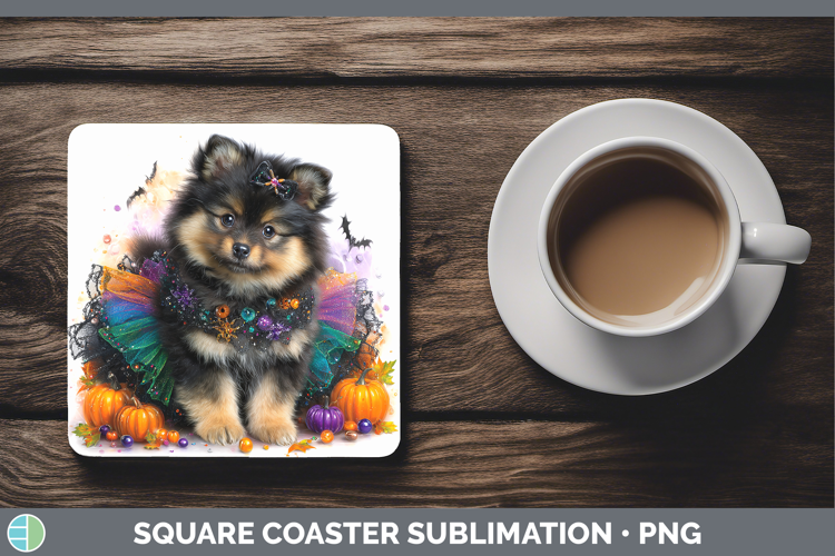 Dogs 05 Halloween Finnish Lapphund Square Coaster Sublimatio