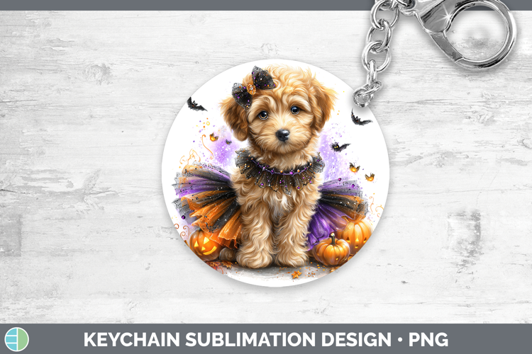 Dogs 05 Halloween Labradoodle Keychain Sublimation Keyring D