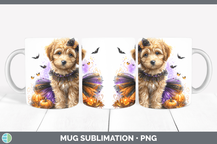 Dogs 05 Halloween Labradoodle Mug Wrap Sublimation Coffee Cu