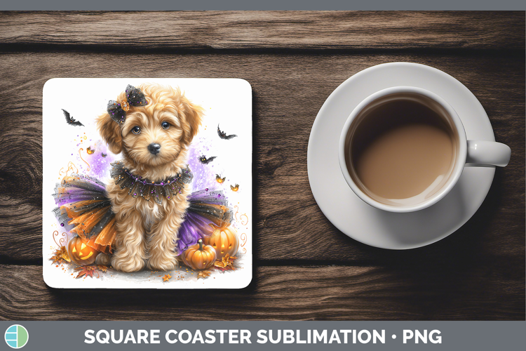 Dogs 05 Halloween Labradoodle Square Coaster Sublimation Coa
