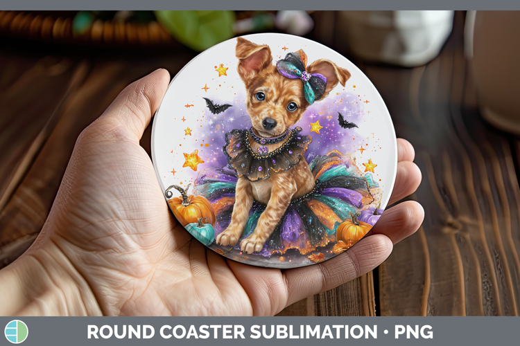 Dogs 05 Halloween Podenu Canario Round Coaster Sublimation C