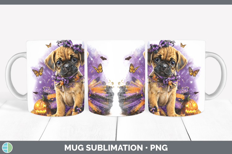 Dogs 05 Halloween Puggle Mug Wrap Sublimation Coffee Cup Des