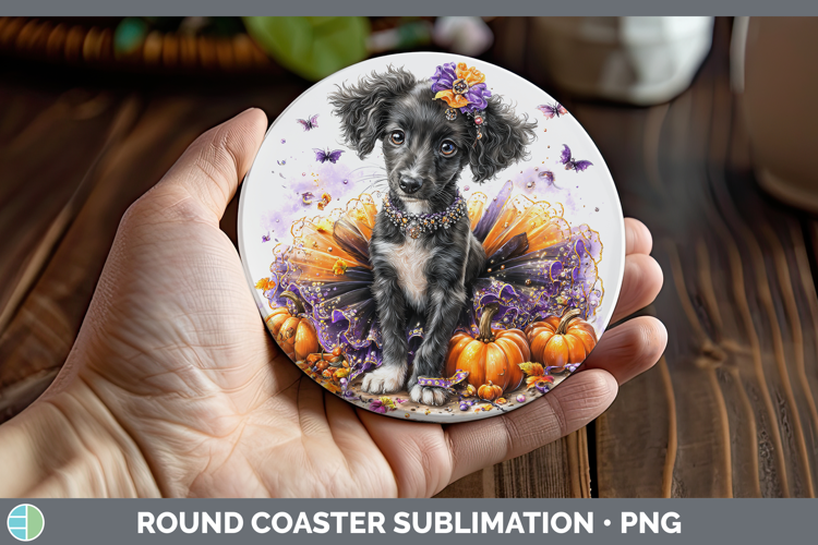 Dogs 05 Halloween Saluki Round Coaster Sublimation Coaster D