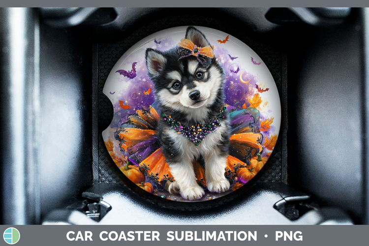Dogs 05 Halloween Siberian Husky Car Coaster Sublimation De