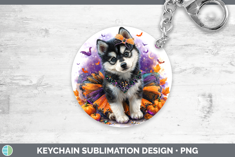 Dogs 05 Halloween Siberian Husky Keychain Sublimation Keyrin