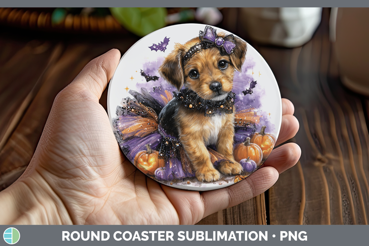 Dogs 05 Halloween Warren Hound Round Coaster Sublimation Coa