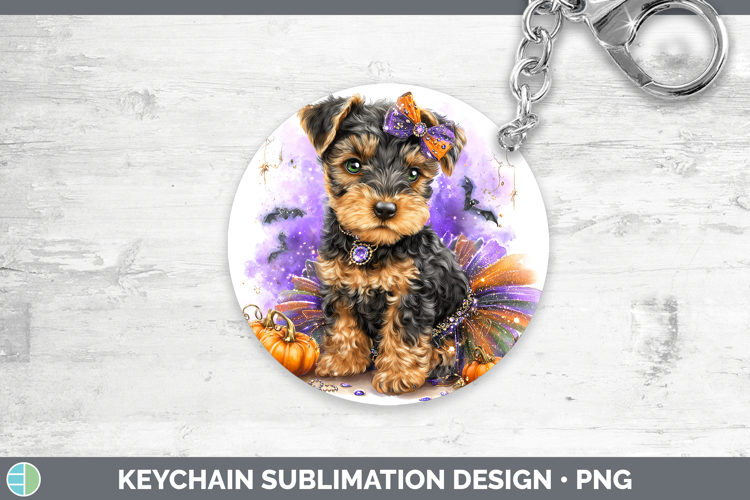 Dogs 05 Halloween Welsh Terrier Keychain Sublimation Keyring