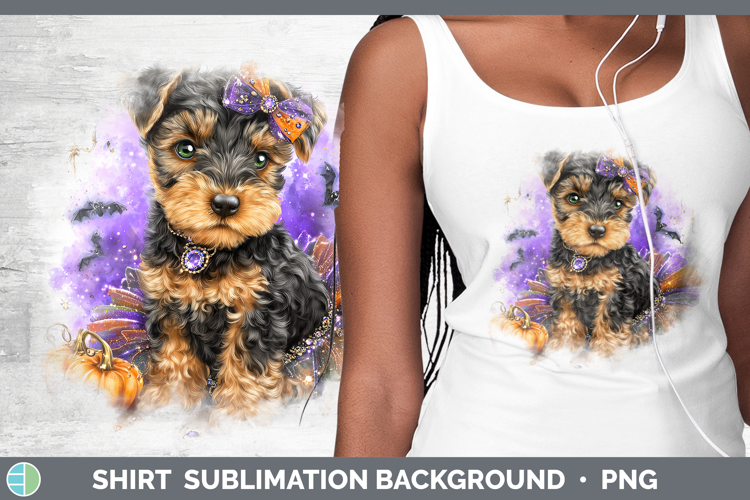 Dogs 05 Halloween Welsh Terrier Shirt Sublimation Background