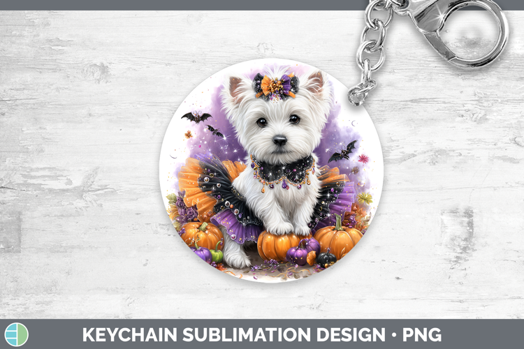 Dogs 05 Halloween White Highland Terrier Keychain Sublimatio