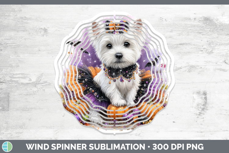 Dogs 05 Halloween White Highland Terrier Wind Spinner Sublim