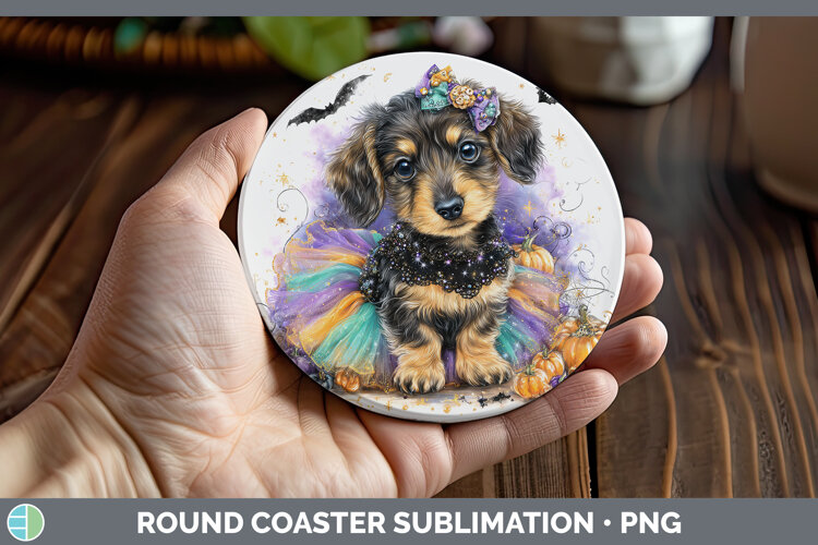 GorgeousDogs 05 Halloween Round Coaster design.
