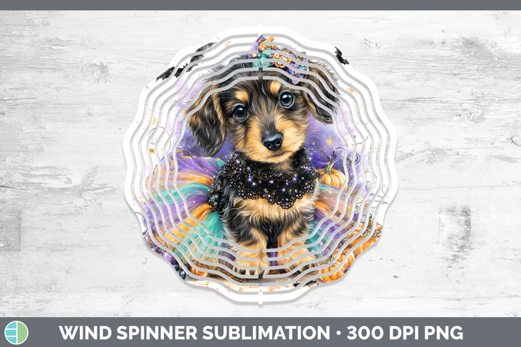 Dogs 05 Halloween Wire Haired Dachshund Wind Spinner Sublima