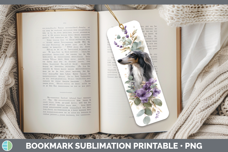 Afghan Hound Dogs 05 Lavender and Eucalyptus Bookmark Sublim