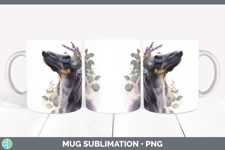 Afghan Hound Dogs 05 Lavender and Eucalyptus Mug Wrap Sublim