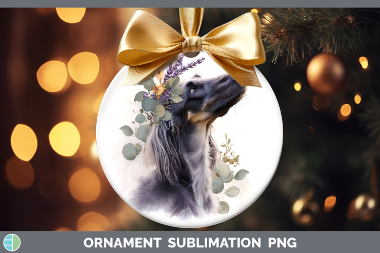 Afghan Hound Dogs 05 Lavender and Eucalyptus Ornament Sublim