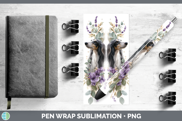 Afghan Hound Dogs 05 Lavender and Eucalyptus Pen Wrap Sublim