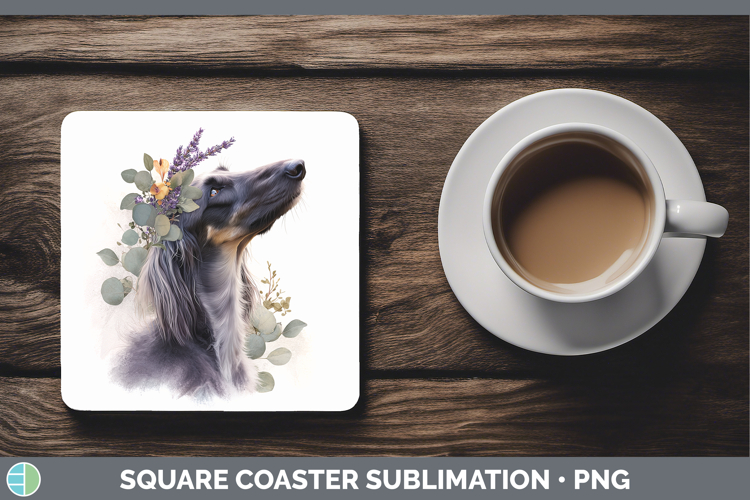 Afghan Hound Dogs 05 Lavender and Eucalyptus Square Coaster
