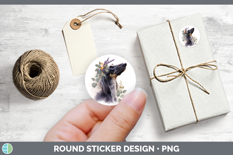 Afghan Hound Dogs 05 Lavender and Eucalyptus Stickers Design