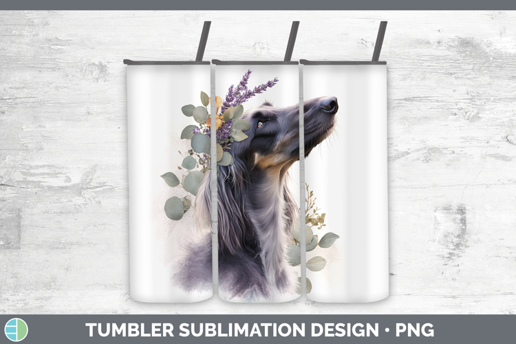 Afghan Hound Dogs 05 Lavender and Eucalyptus Tumbler Sublima