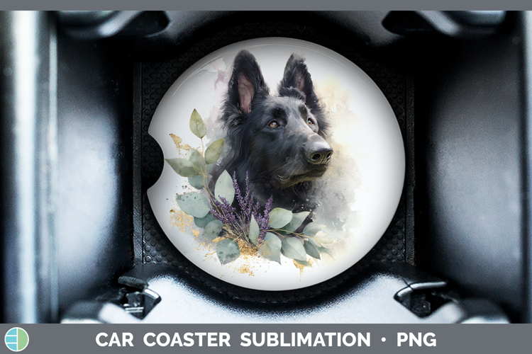 Belgian Sheepdog Dogs 05 Lavender and Eucalyptus Car Coaster