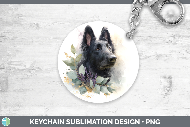 Belgian Sheepdog Dogs 05 Lavender and Eucalyptus Keychain Su