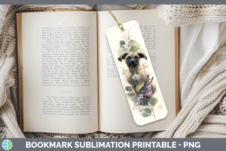 Black Mouth Cur Dogs 05 Lavender and Eucalyptus Bookmark Sub