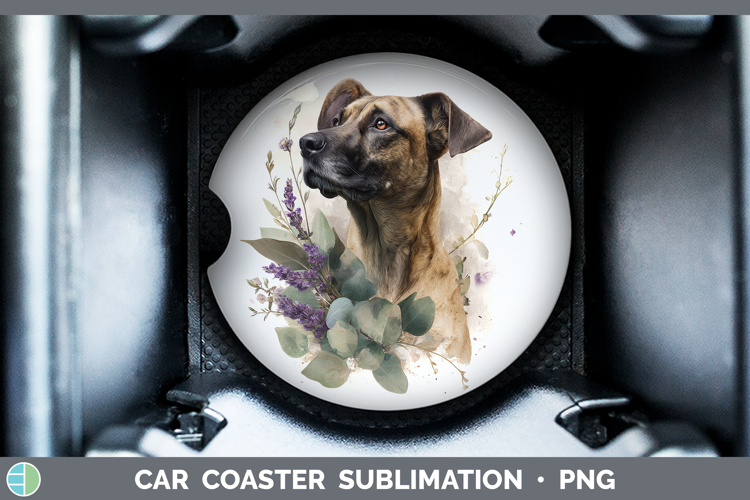 Black Mouth Cur Dogs 05 Lavender and Eucalyptus Car Coaster