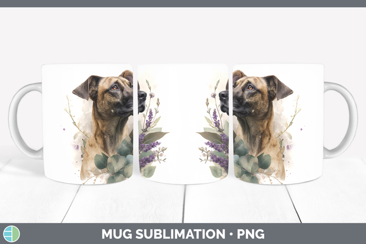 Black Mouth Cur Dogs 05 Lavender and Eucalyptus Mug Wrap Sub