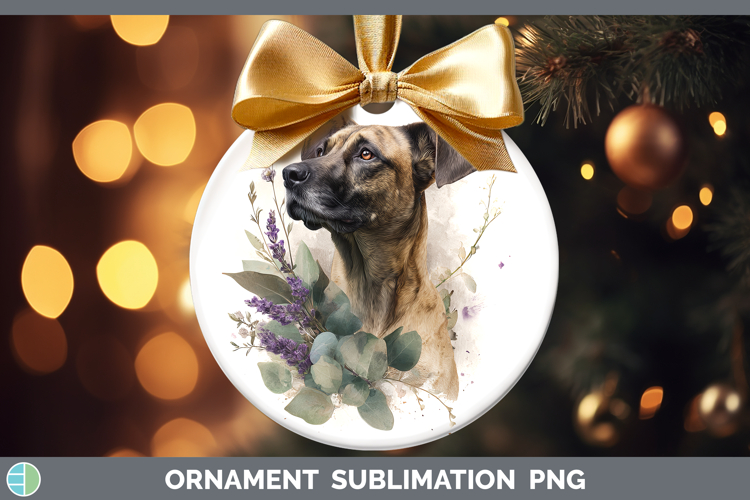 Black Mouth Cur Dogs 05 Lavender and Eucalyptus Ornament Sub