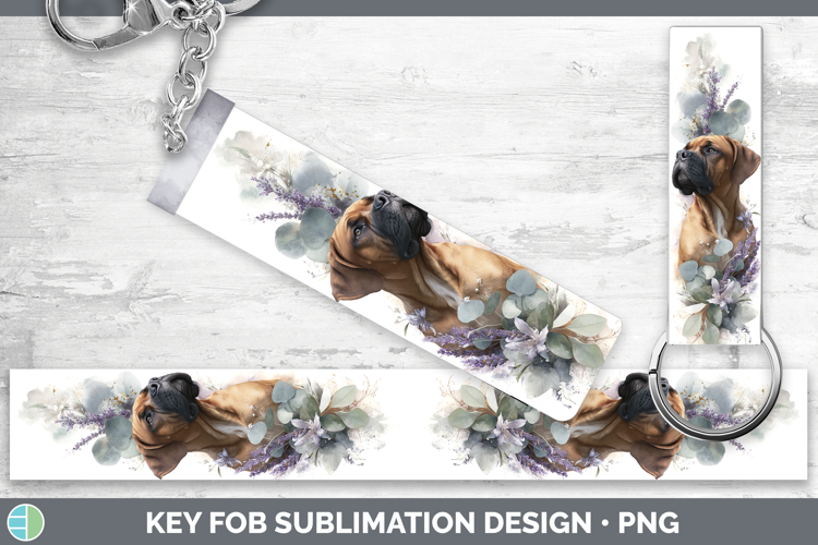 Bordeaux Mastiff Dogs 05 Lavender and Eucalyptus Key Fob Sub