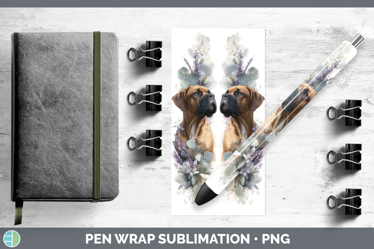 Bordeaux Mastiff Dogs 05 Lavender and Eucalyptus Pen Wrap Su