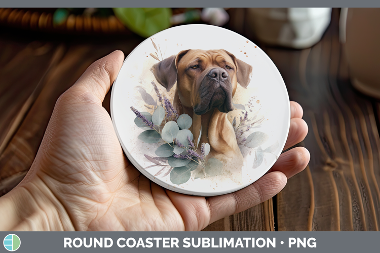 Bordeaux Mastiff Dogs 05 Lavender and Eucalyptus Round Coast