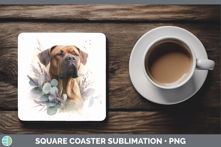 Bordeaux Mastiff Dogs 05 Lavender and Eucalyptus Square Coas