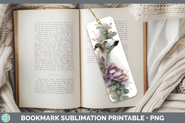 Borzoi Dogs 05 Lavender and Eucalyptus Bookmark Sublimation