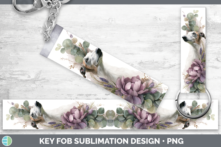 Borzoi Dogs 05 Lavender and Eucalyptus Key Fob Sublimation D