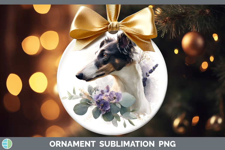 Borzoi Dogs 05 Lavender and Eucalyptus Ornament Sublimation