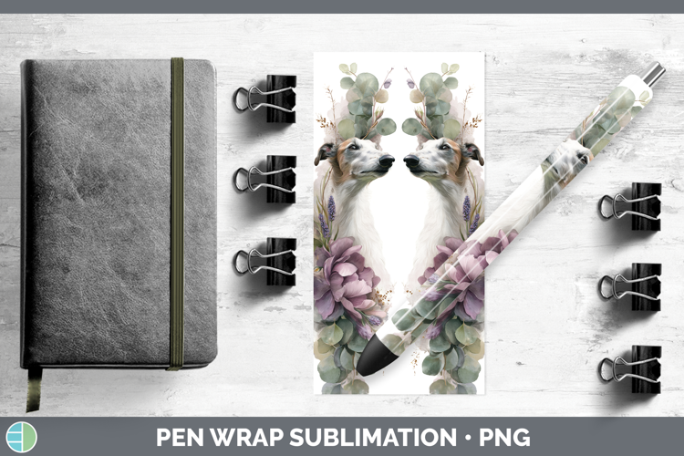 Borzoi Dogs 05 Lavender and Eucalyptus Pen Wrap Sublimation