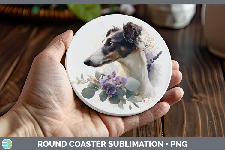 GorgeousDogs 05 Lavender and Eucalyptus Round Coaster design.