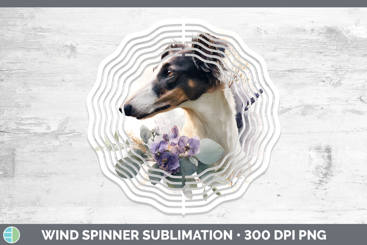 Borzoi Dogs 05 Lavender and Eucalyptus Wind Spinner Sublimat
