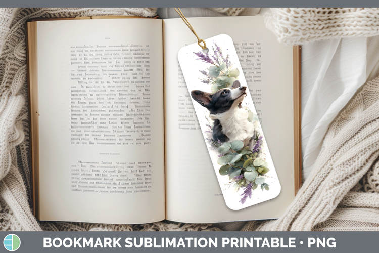 Cardigan Corgi Dogs 05 Lavender and Eucalyptus Bookmark Subl